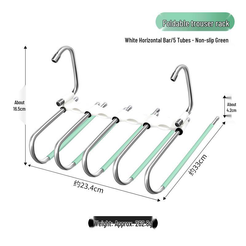 Versatile Multi-Layer Folding Clothes & Pants Rack, Use Horizontally/Vertically with Seamless Clips for Wardrobe & Scarves.
