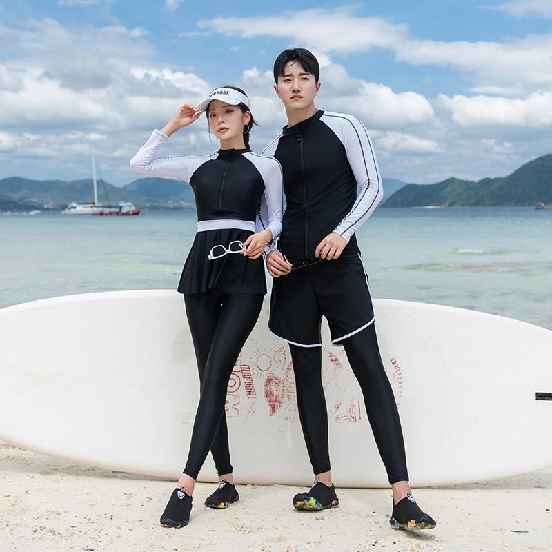 UV Protection Long Sleeve Rash Guard Set Women Men - Quick Dry Swimwear Beach Vacation Snorkeling Water Sports