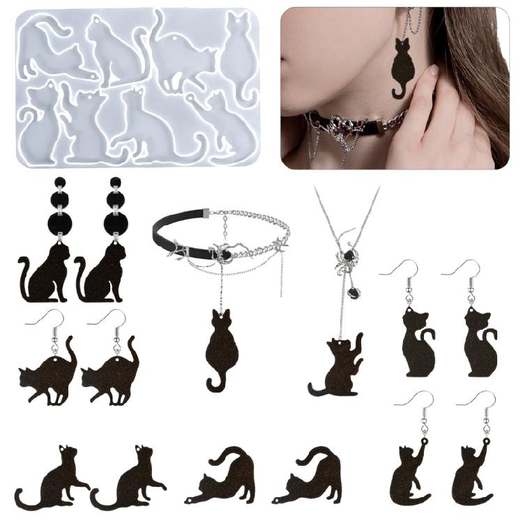 8 Cavity Cats Pendant Mold Multifuntional DIY Cats Pendant Mold Sturdy and Reusable Silicone Jewelry Accessory Molds