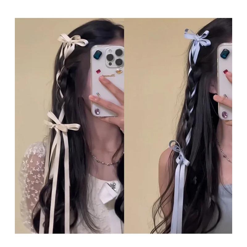 Korean Handmade Long Ballet Ribbon Women Bowknot Hair Clips for Girls Braided Tassel Barrettes Accessories Fashion Kids Hairpins