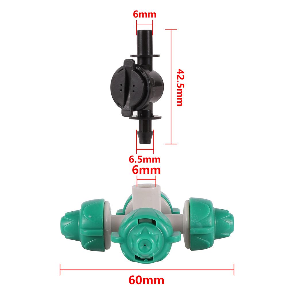 Orifice 0.5mm Cross Atomizing Micro-Nozzles Kit 6mm Hanging Vertical Misting Sprayer Landscaping Cooling Dust Removal Sprinkler
