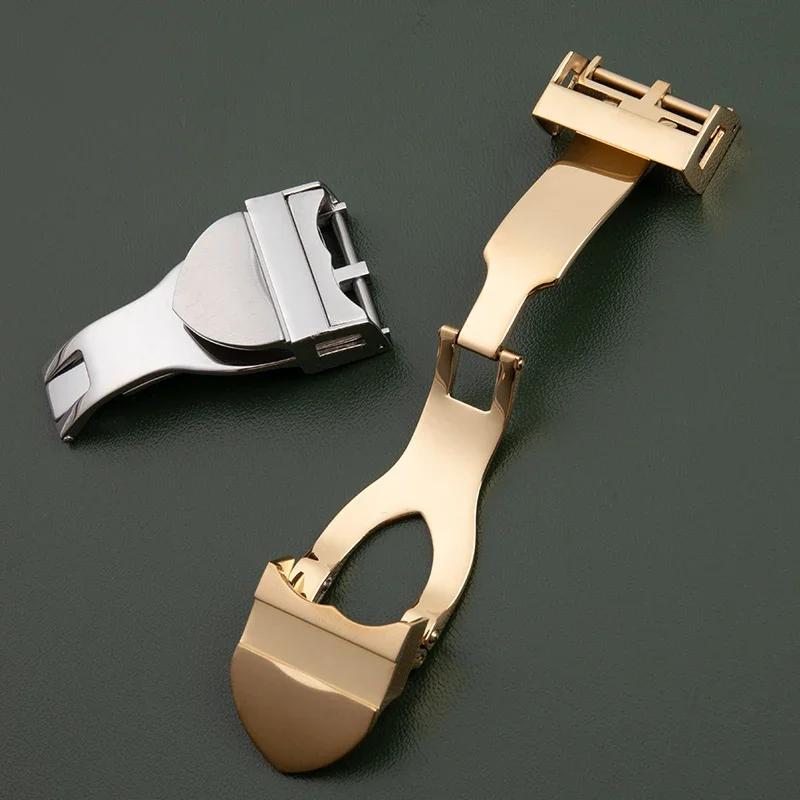 18mm 316L Stainless Steel Deployant Clasp Watch Buckle For Tudor  Strap Leather Rubber Band Replacement Silver Fold Buckle