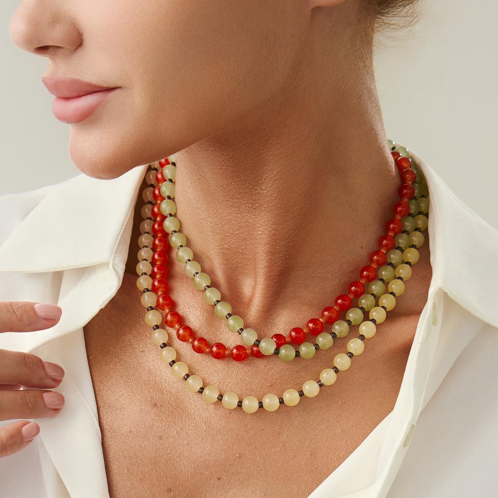 Fashion Creative Transparent Glass Beads Choker Necklaces for Women Retro Bohemian Clavicle Chain Necklace Summer Daily Party Jewelry