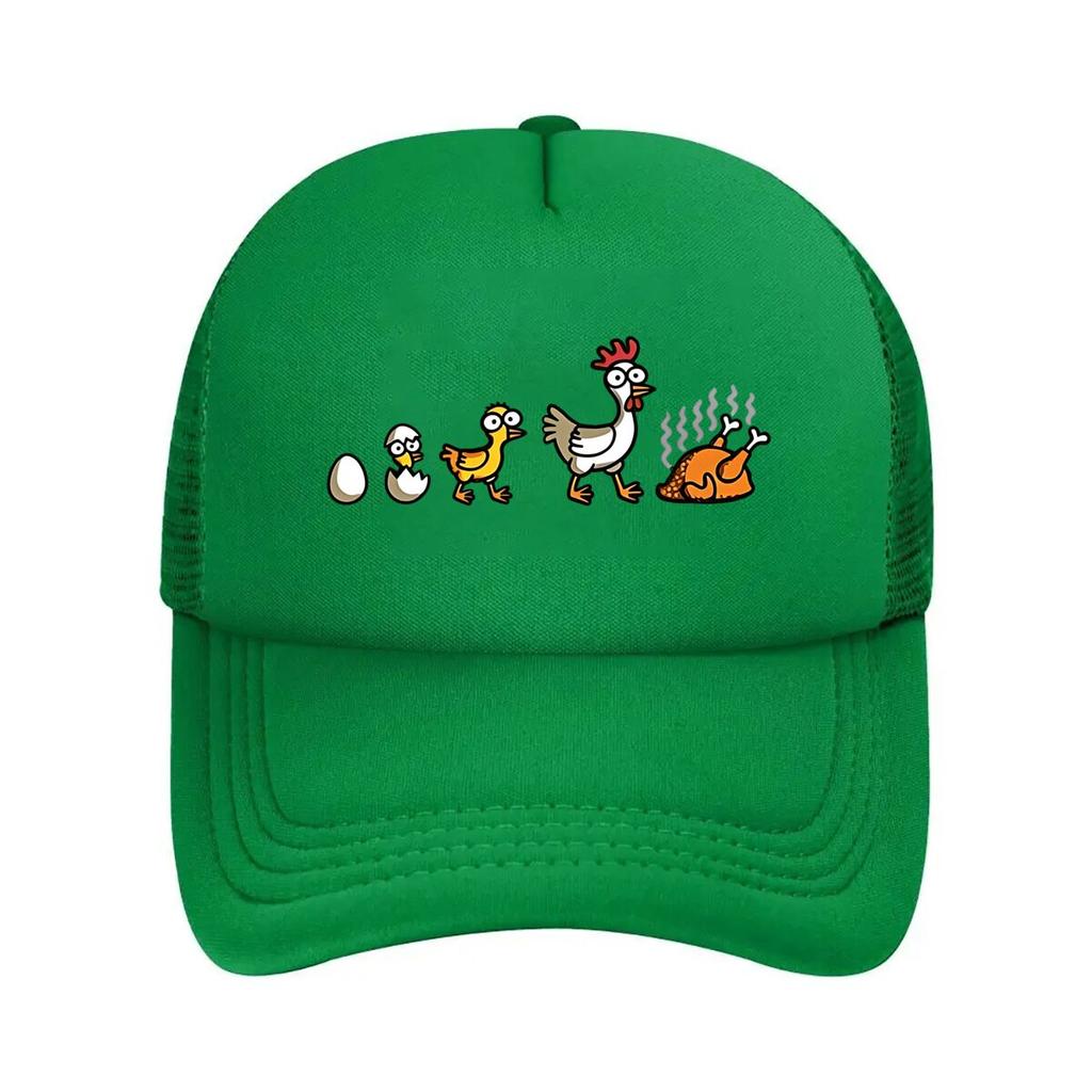 Unisexs Funny Chicken Life Cycle Print  with Rooster Hatcher Pointer  Mort Stages  Machine Washab  Mesh Baseball Cap