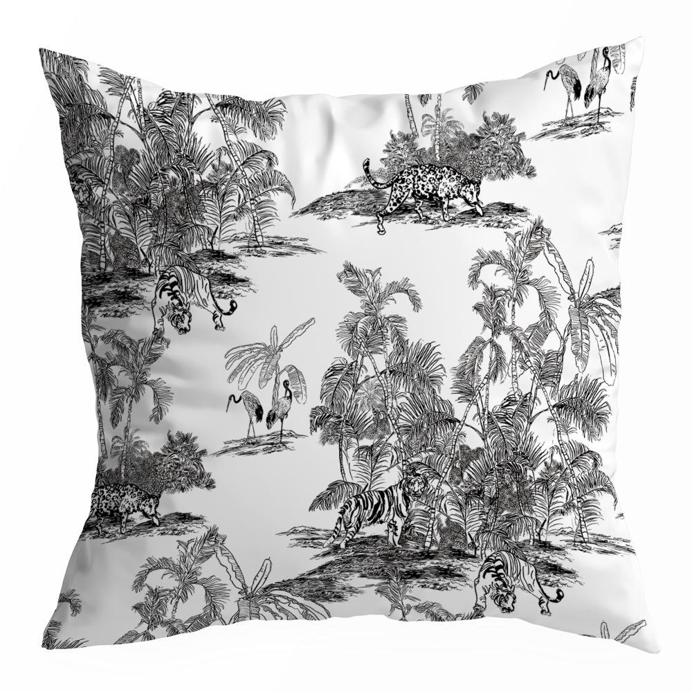 

Black and White American Retro Throw Pillow Cover Geometric Home Sofa Car Office Pillow Cushion Cover 45 * 45Cm without pillow core