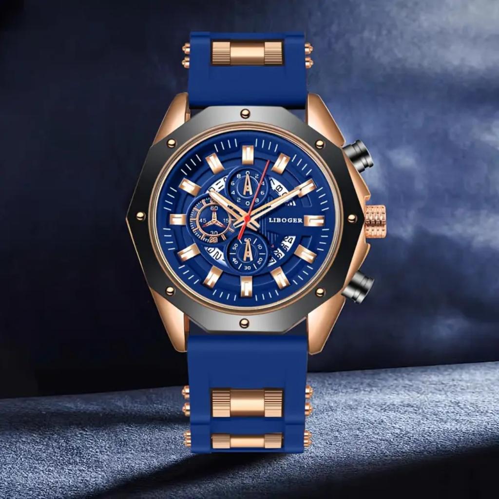 Men's Sports Watch Fashion Silicone Band Quartz Watches With Date Calendar