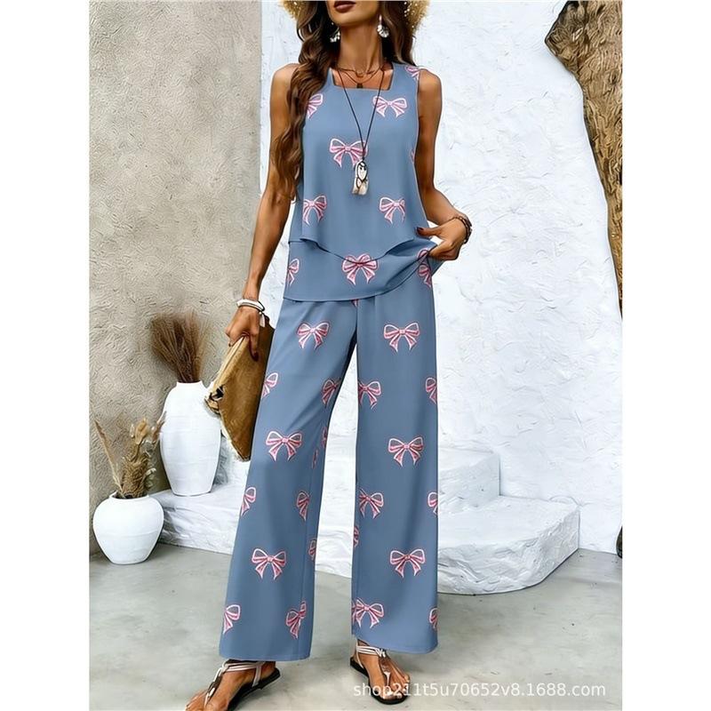 Bohemian women's sleeveless suit is suitable for daily wear, vacation sleeveless suit, spot solid color premium