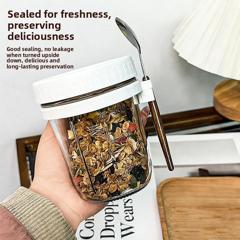 Tazza Sigillata Portatile con Cucchiaio per Colazione Domestica