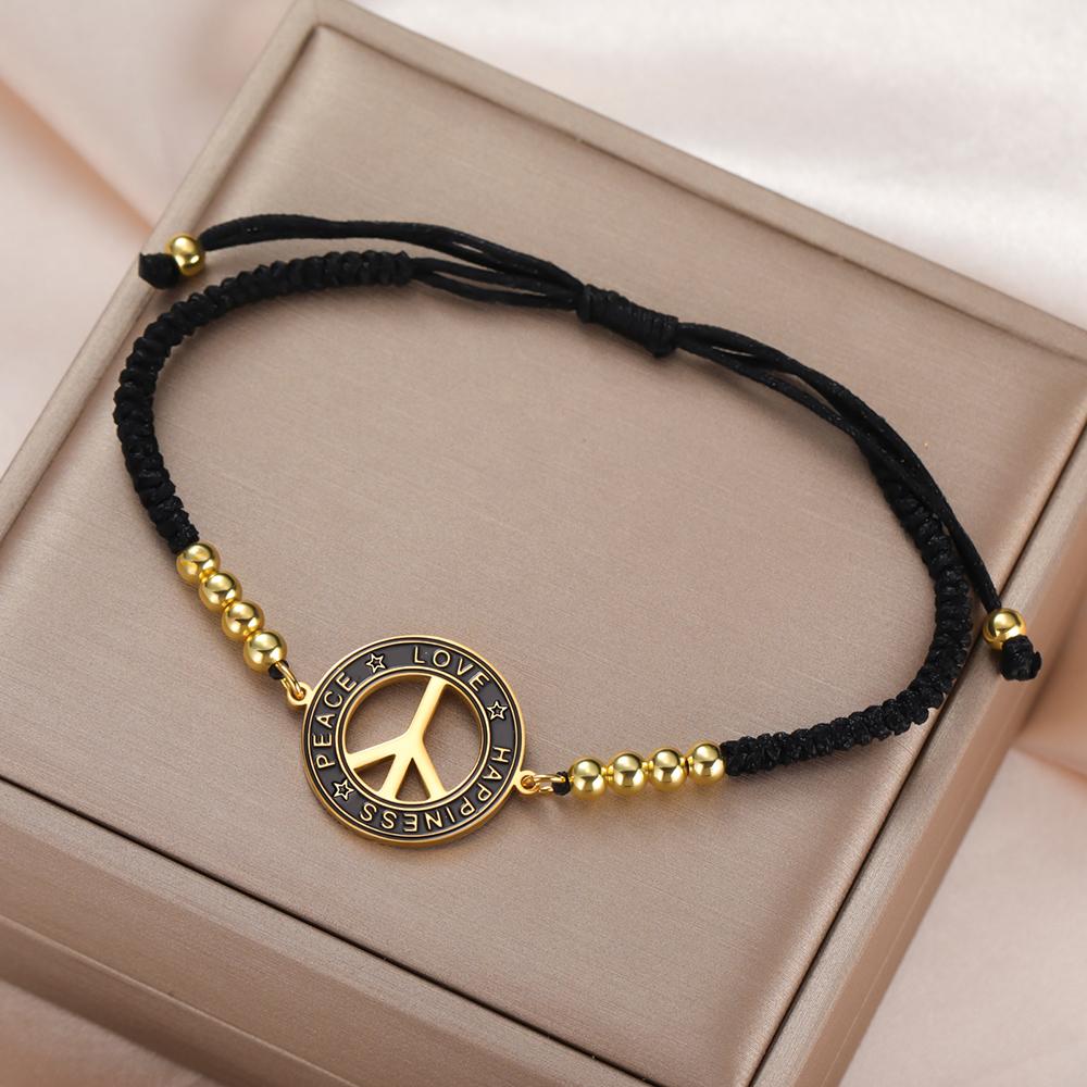 Dawapara Vintage Peace Sign Bracelet Peace Love Happiness Blessing Charm Couple Bracelet Stainless Steel Jewelry