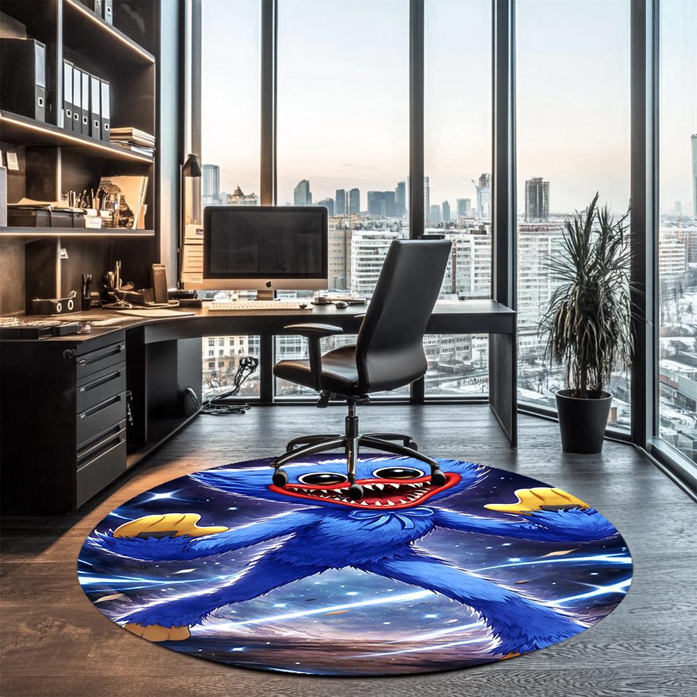 Huggy Wuggy Printed Round Rug Carpet Chair Rug Area Rug Entryway Doormats,for Office Chair Living Room Bedroom Kitchen Room.