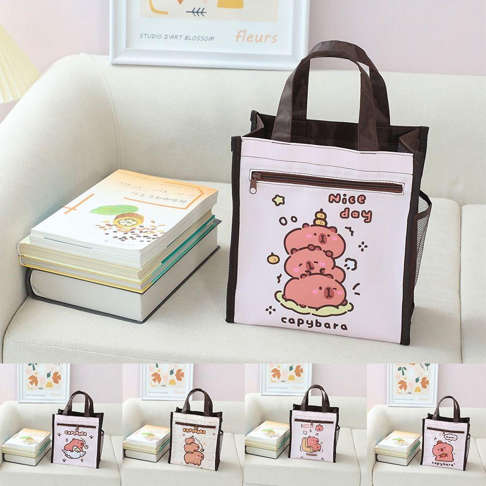 Double-layer Capybara Handbag Portable Cartoon Document Bag New Capybara Tutoring Bags