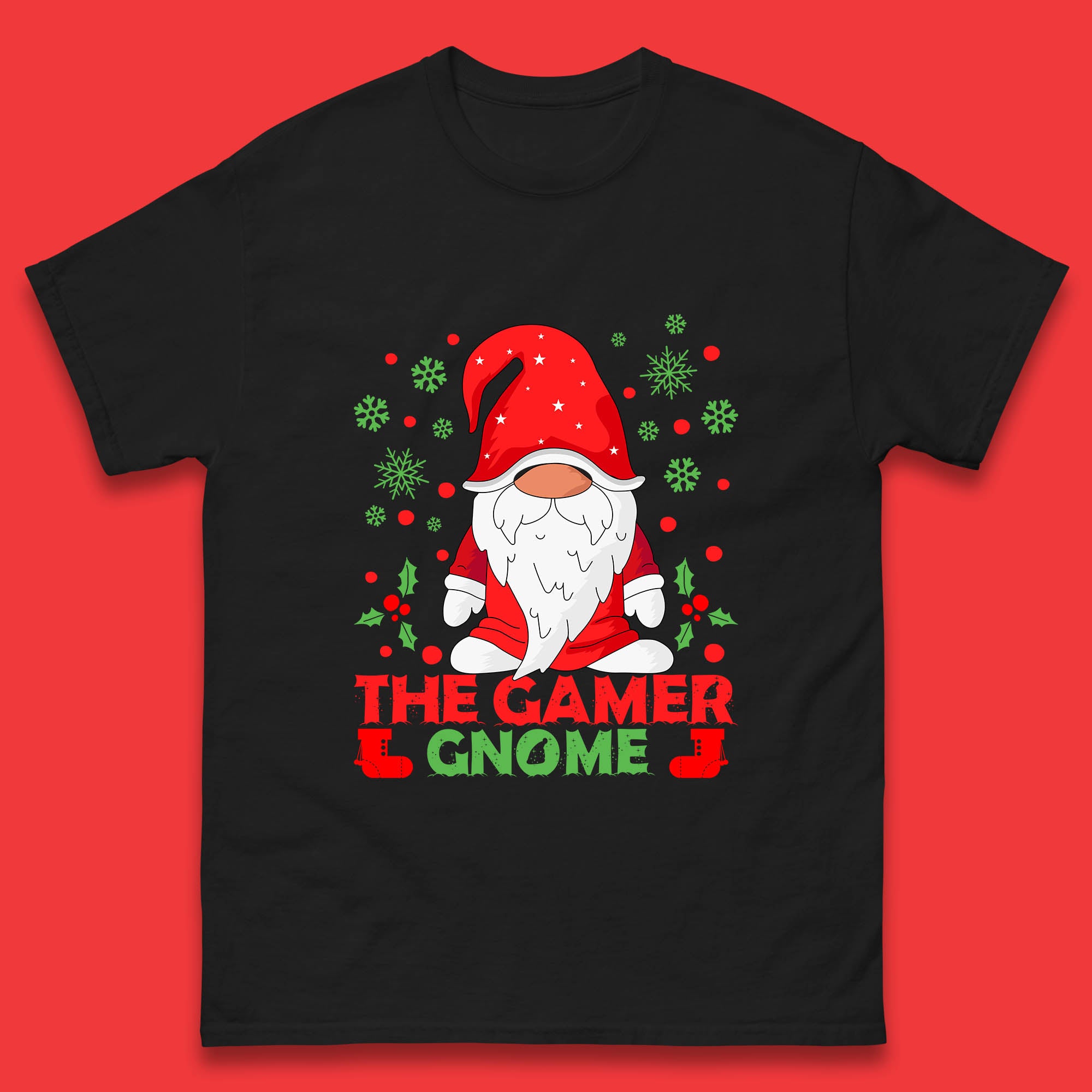 

The Gamer Gnome Christmas Mens T Shirt Womens Tops Tees Christmas Gnomes Top L