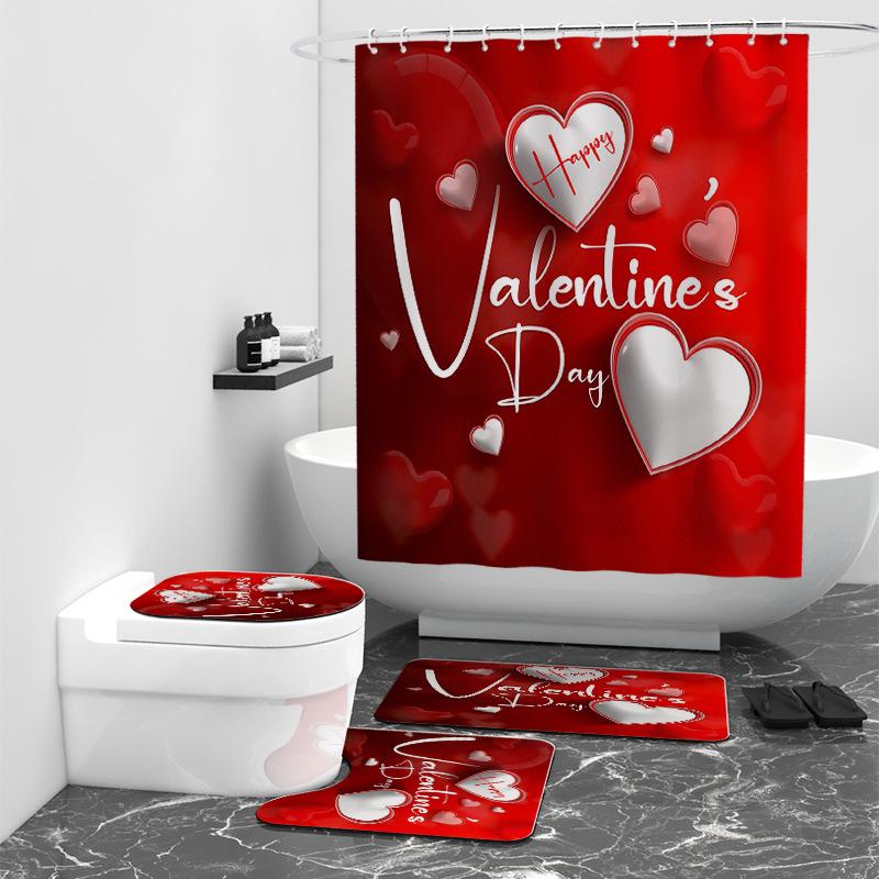 

Романтическая занавеска для душа с цифровой печатью на День святого Валентина, водонепроницаемая блокирующая занавеска для ванной комнаты W90cm*L180cm