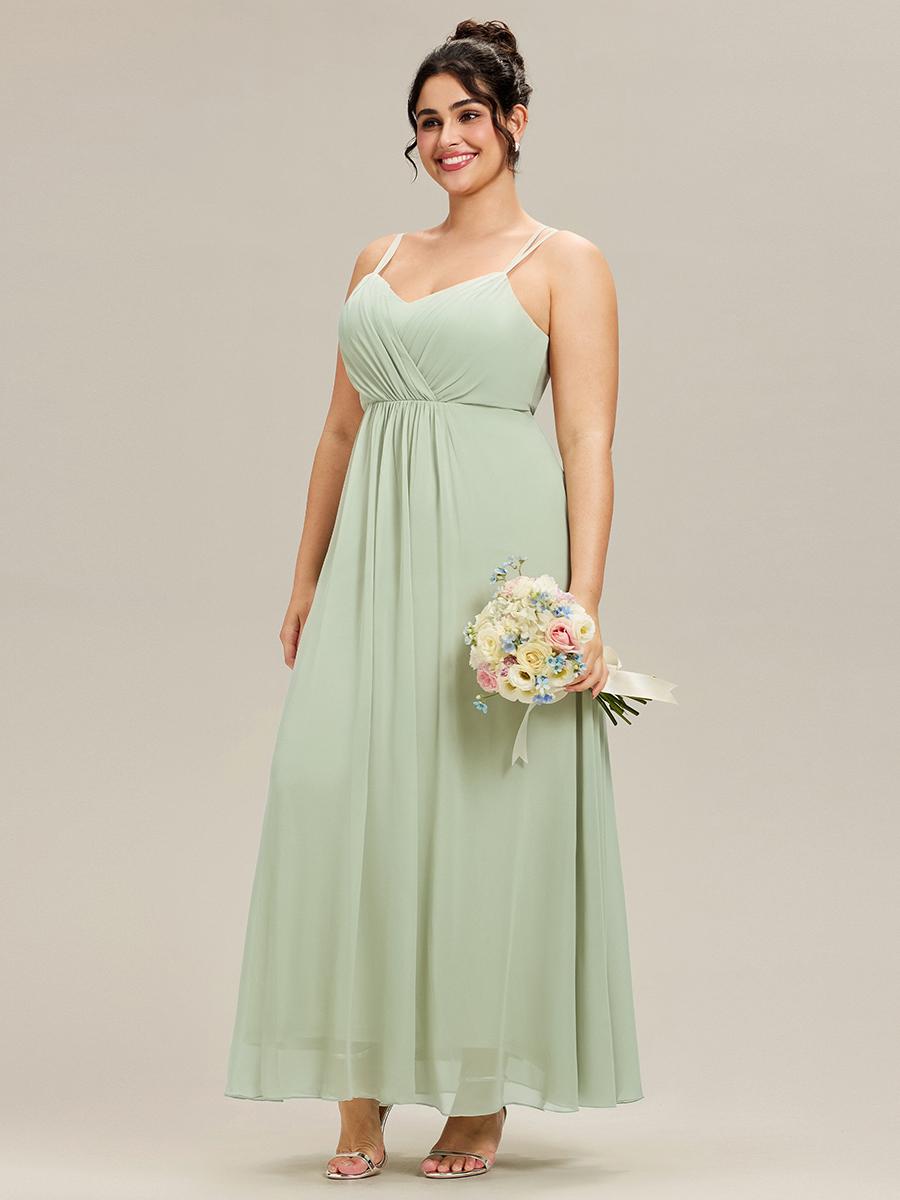 

Ever-Pretty Женские многовариантные шифоновые платья А-силуэта с открытой спиной, кружевные, без рукавов, плиссированные, для подружек невесты 9XL мятный зеленый