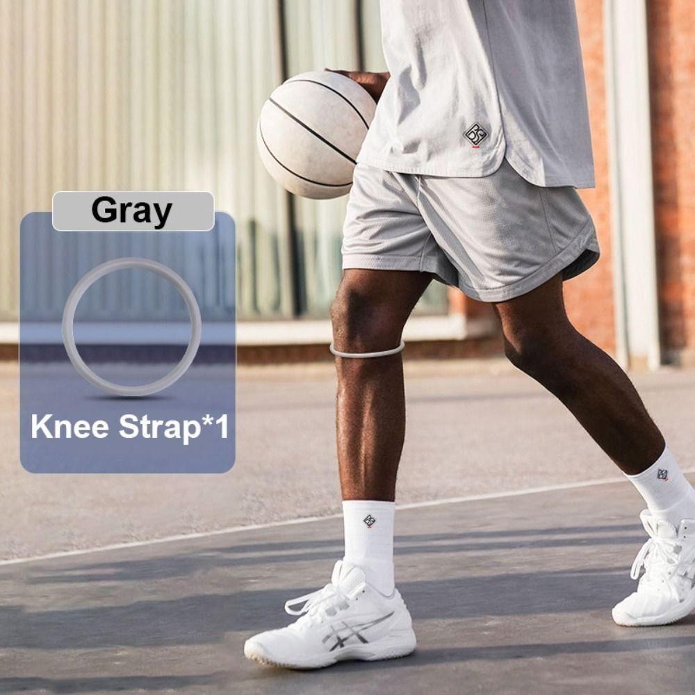 

Silicone Patella Stabilizer Knee Support Knee Sports Support Band Patella Tendon Knee Straps Gym Grey-1PC