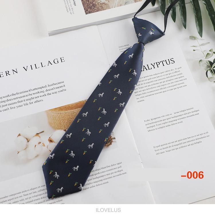 Children's Small Tie with Creative Fun Cartoon Polyester Short Lazy Knot Free Tie 6cm