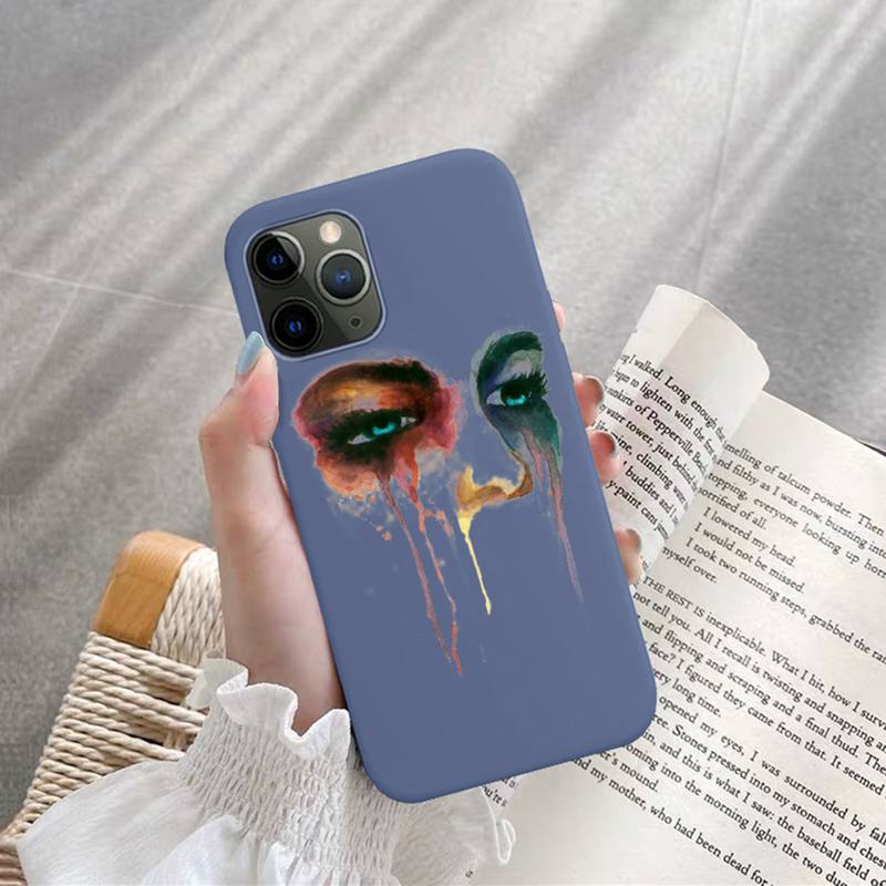 Eyes Art Phone Case for iPhone 11 12 13 Mini Pro Xs Max 8 7 6 6S Plus X XR Solid Candy Color Case