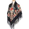 130*130cm Women Luxury Floral Print Square Scarves Russian National Fringed Shawl Traditional Ukrainian Babushka Head Wraps