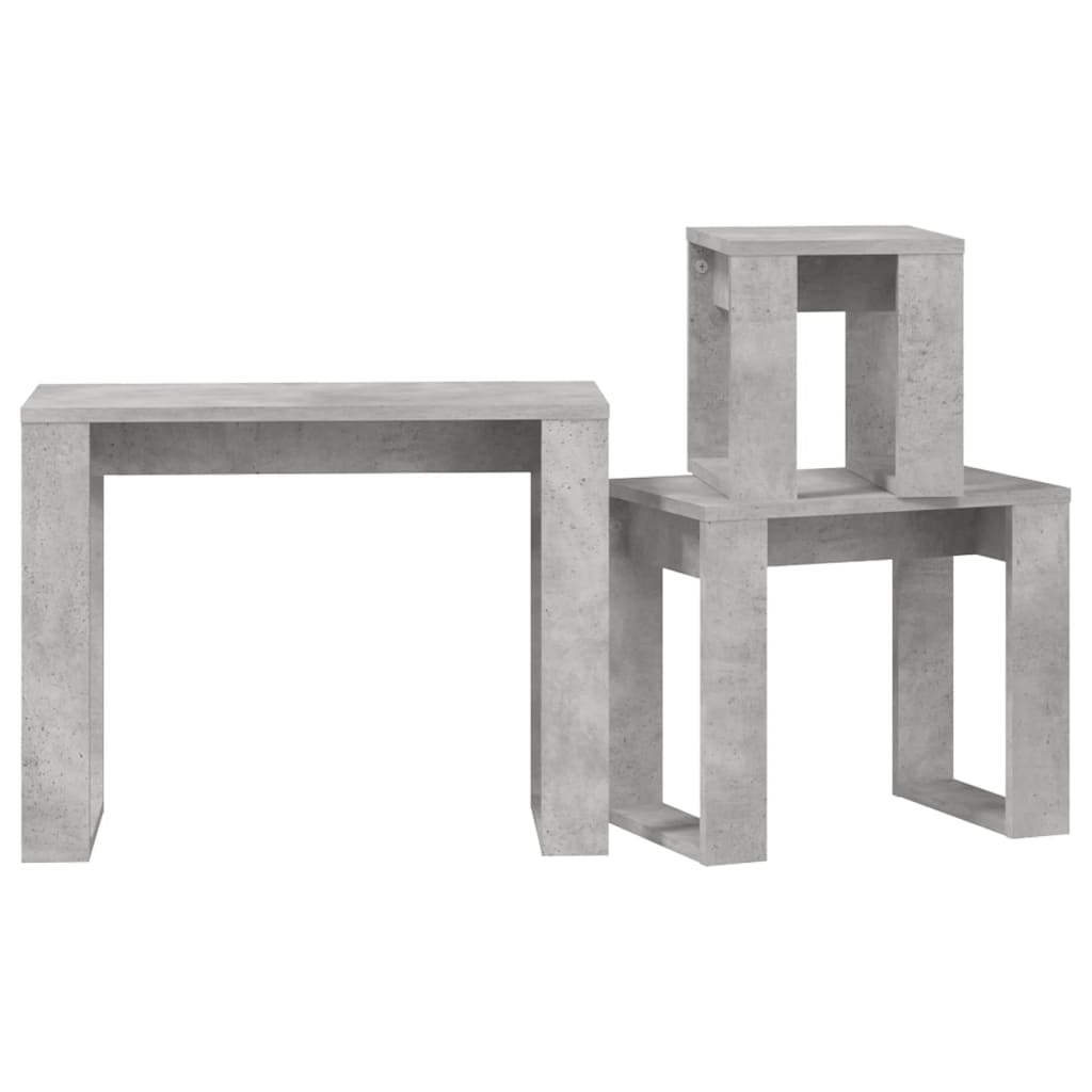 3 Piece Nesting Tables Concrete Grey Engineered Wood