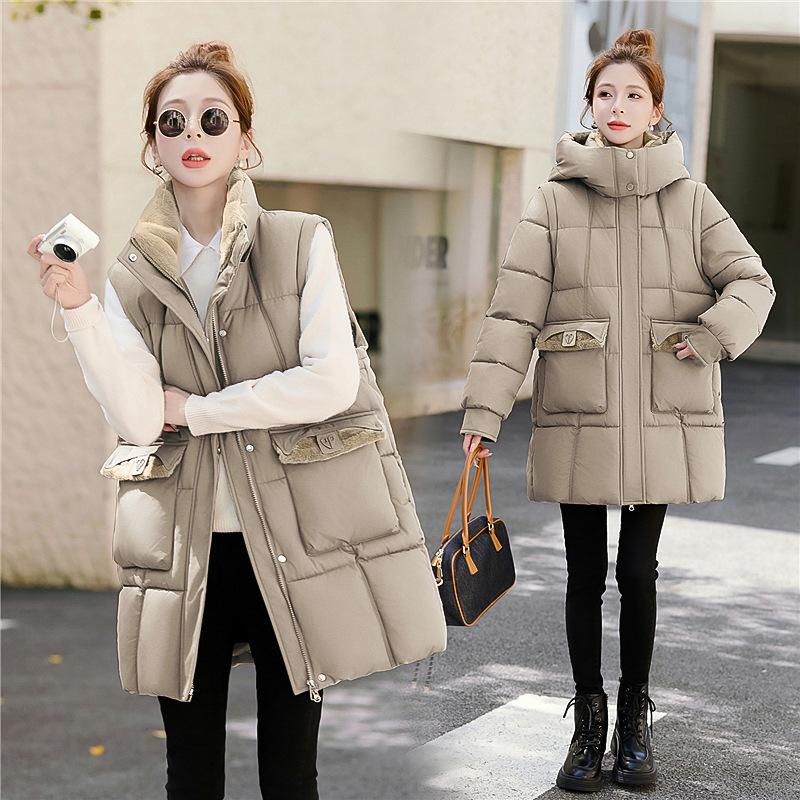 Medium and long hooded cotton-padded clothes for women's winter new loose large size fashion cotton-padded clothes thickened cotton-padded jackets