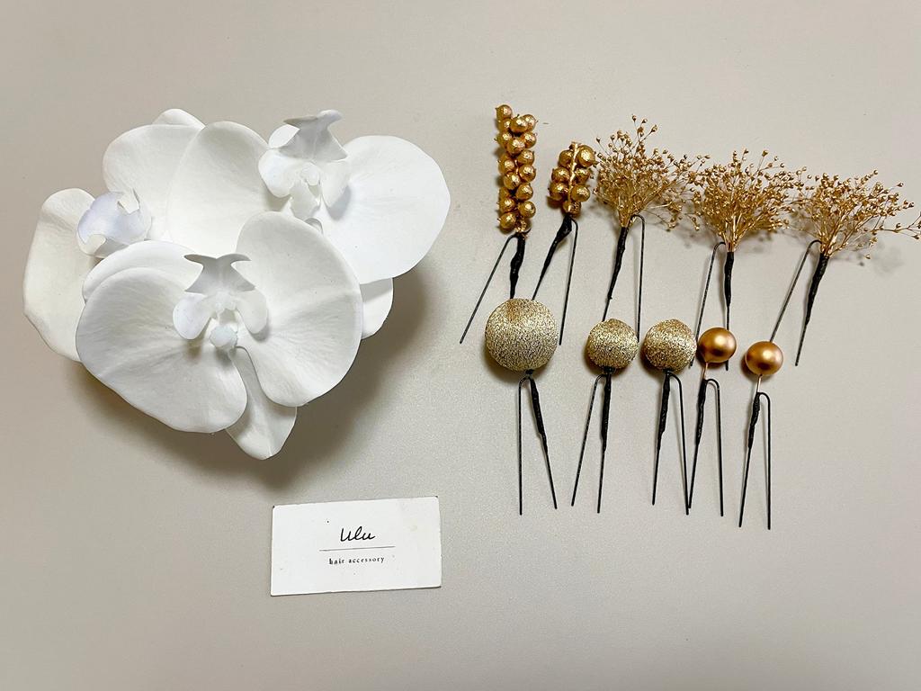 Japanese Hair Dried Ball Graduation Wedding Bridal Wedding Clothing, Ornament, Phalaenopsis, Flower, Gypsophila, Hairpin, Headdress, Coming-of-age