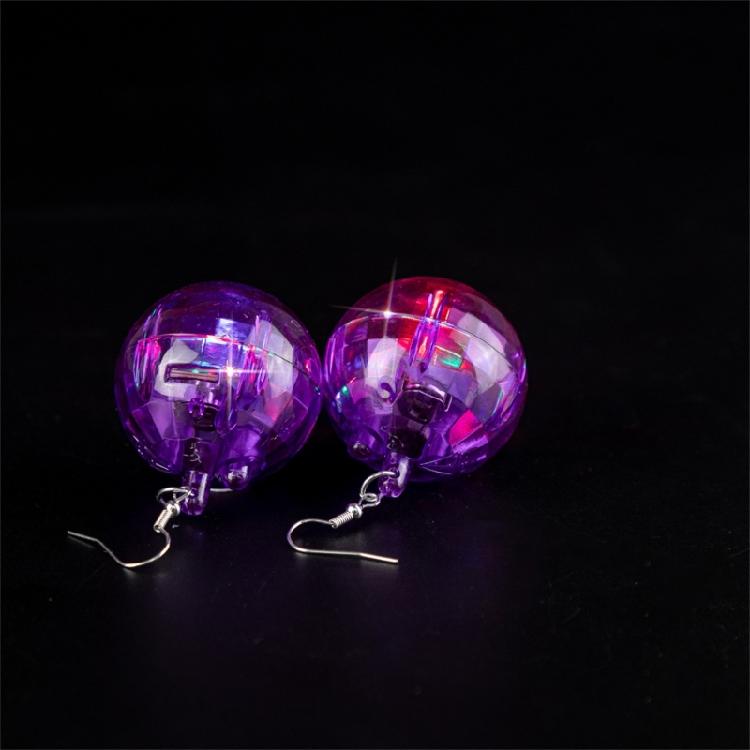 Colorful LED Earrings with Disco Balls Style Nightclub Earrings Plastic Texture Suitable for Party Wear and Clubbing Wear
