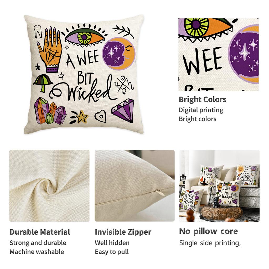1/4 Halloween Pillowcase, Horror Witch Skull Cushion Cover, Decorative Sofa, Living Room, Bedroom Cushion Cover