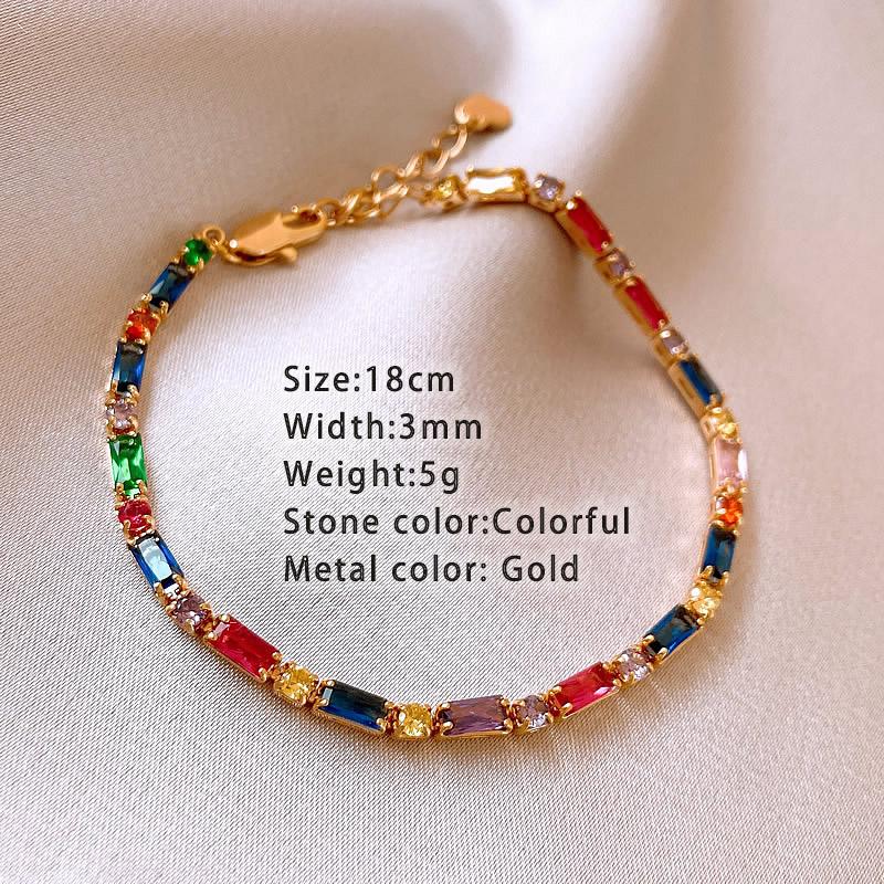 

Dopamine Colored Zircon Design Gold Color Chain Bracelet 2026 Fashion Set Jewelry Luxury Accessories For Women s Wedding Parties