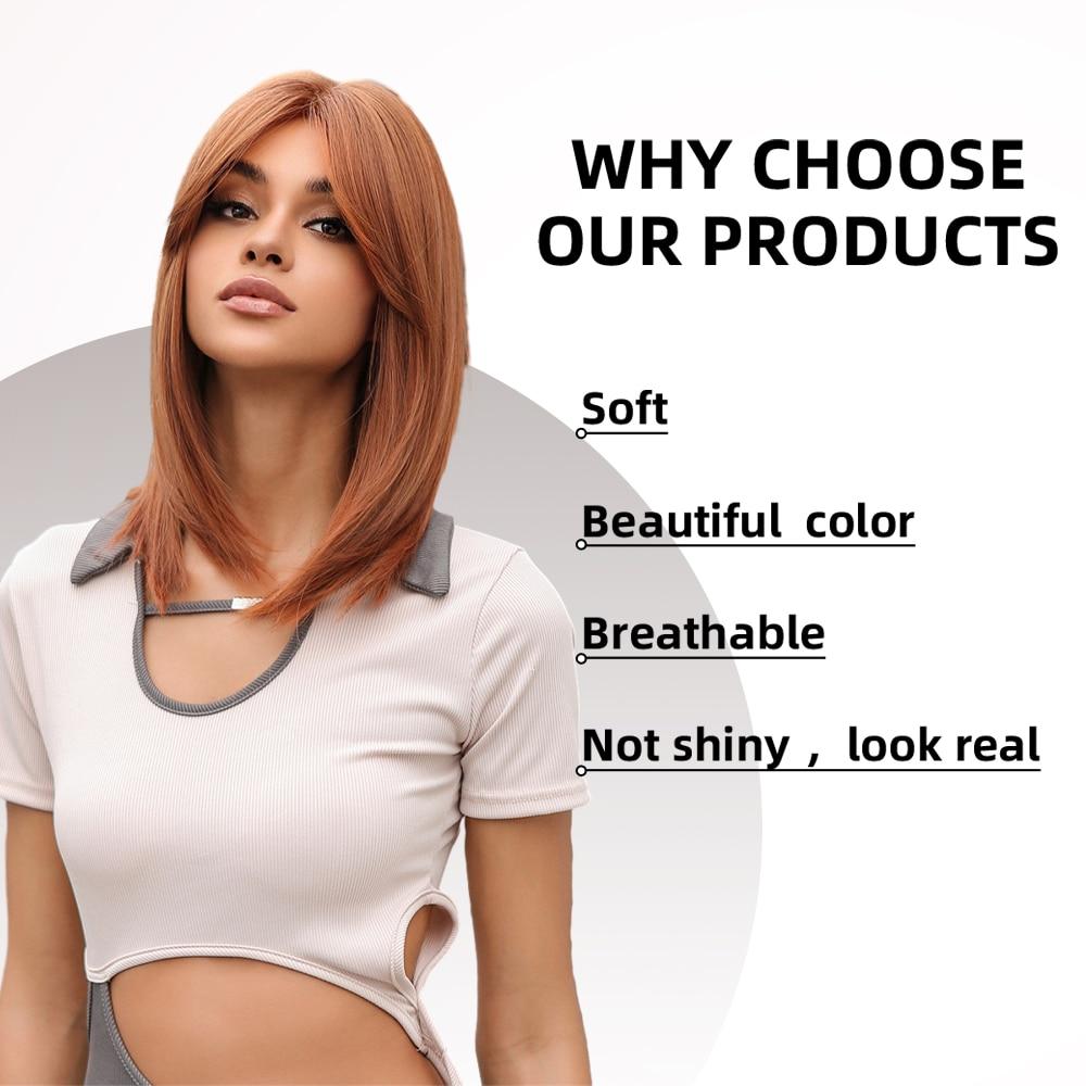 ALAN EATON Short Straight Wig Orange Wig Good Quality Synthetic Wigs for Women Party Natural High Temperature Women's Full Hair Wigs