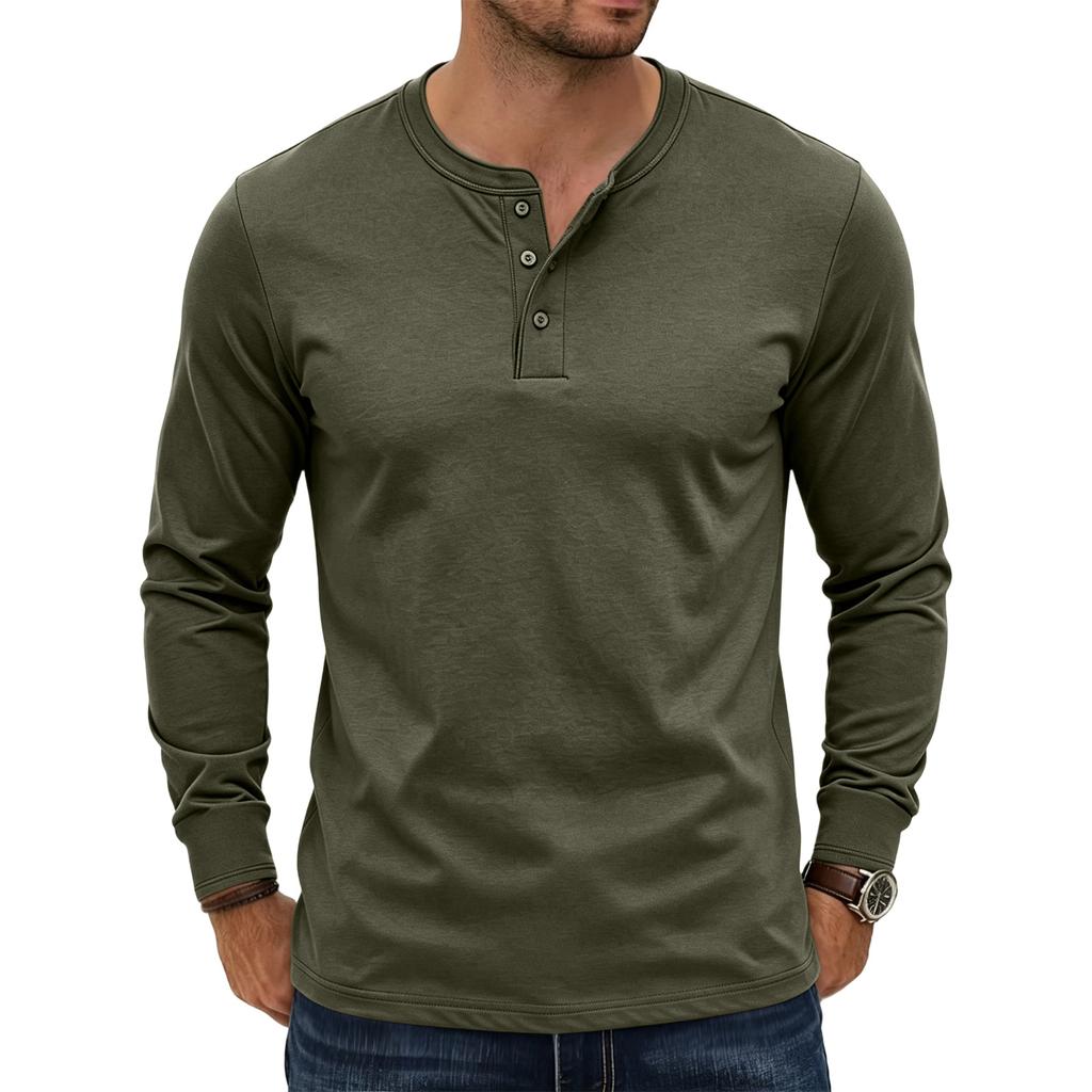 Men's Casual Long Sleeve Neck Slim Top for Gym Workout