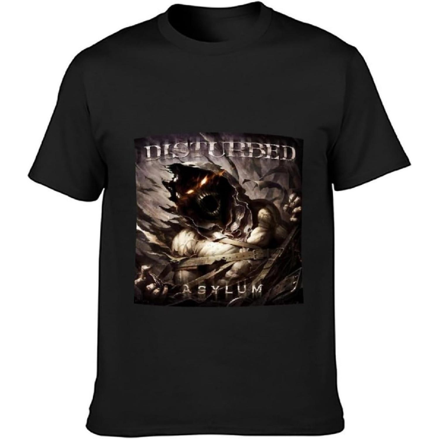 YOUSAI Men s Cotton Short Sleeve T-Shirts Disturbed Band Asylum Crew Neck Quick Dry Fit S