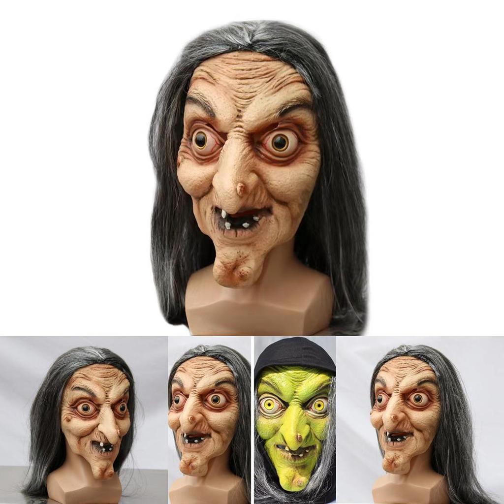 Halloween Party Witch Mask Latex With Scary Ghost Face For Costume Decor