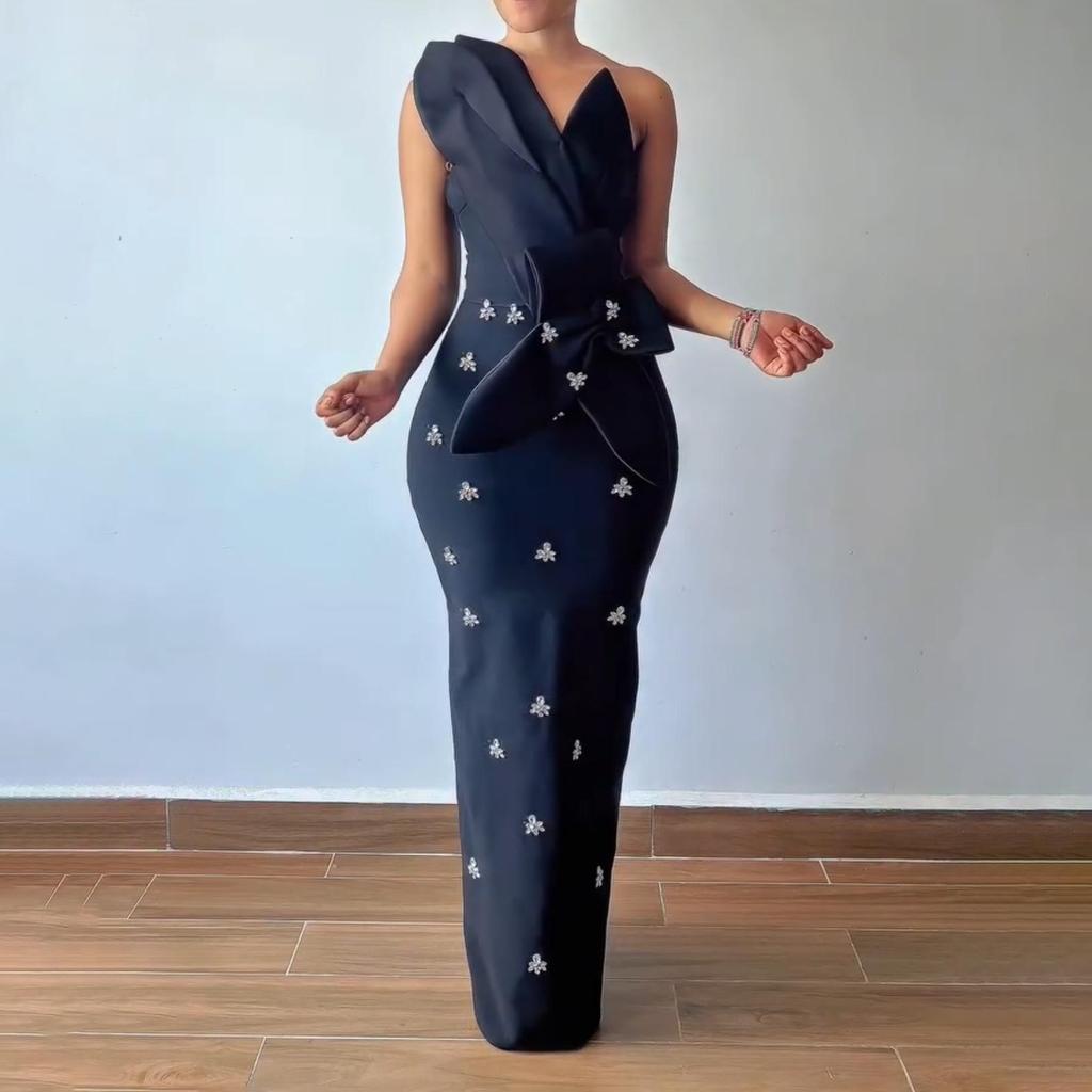 Elegant Strapless Diamond-Embellished Slim-Fit Bandage Evening Dress