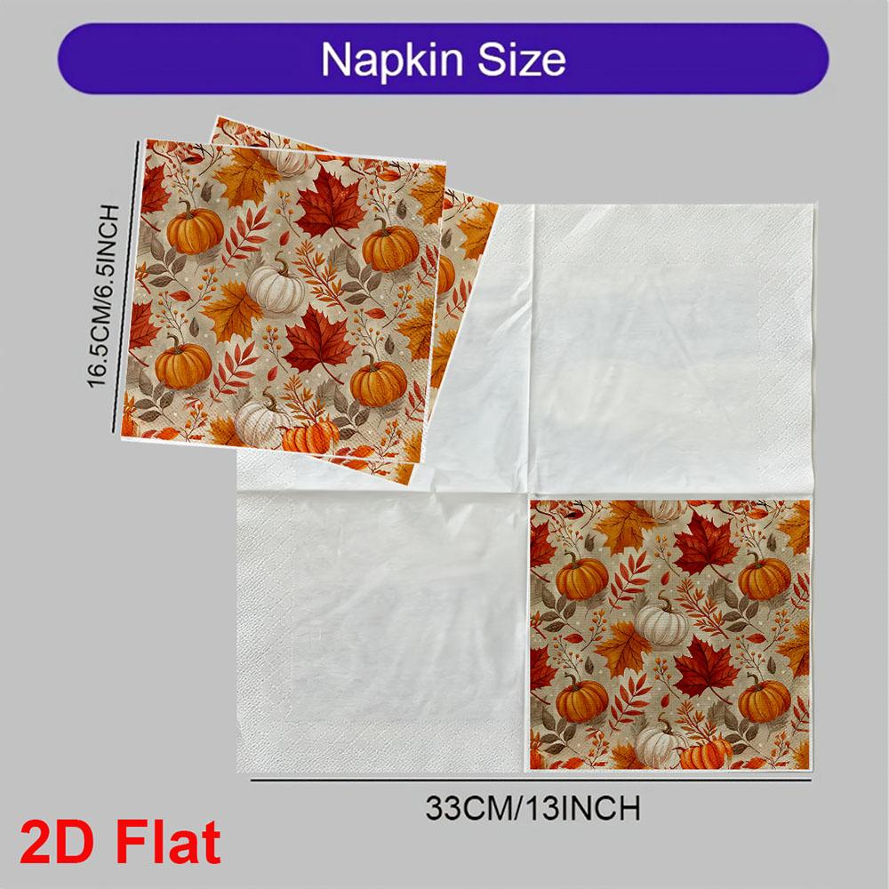 20pcs Disposable Napkins with Pumpkin, Scarecrow Pattern Print for Wedding,Parties,and Daily Use for Thanksgiving Fall Christmas Table Decoration