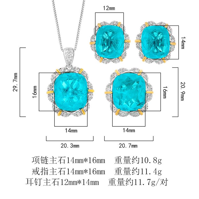 Neues Schmuckset Halskette Ring Ohrring Lotusförmig Pala Blau Hell Mode Luxus Damen