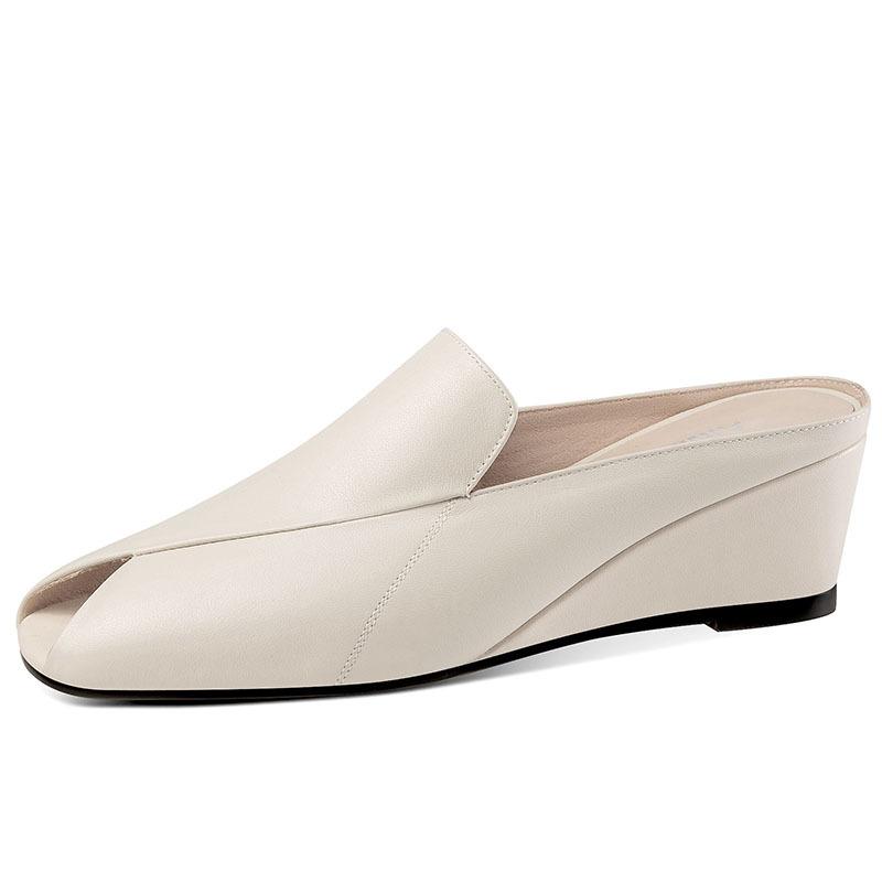 

Fish mouth wearing slippers women 2025 summer new slope heel lazy drag fashionable and comfortable sandals women s shoes 40