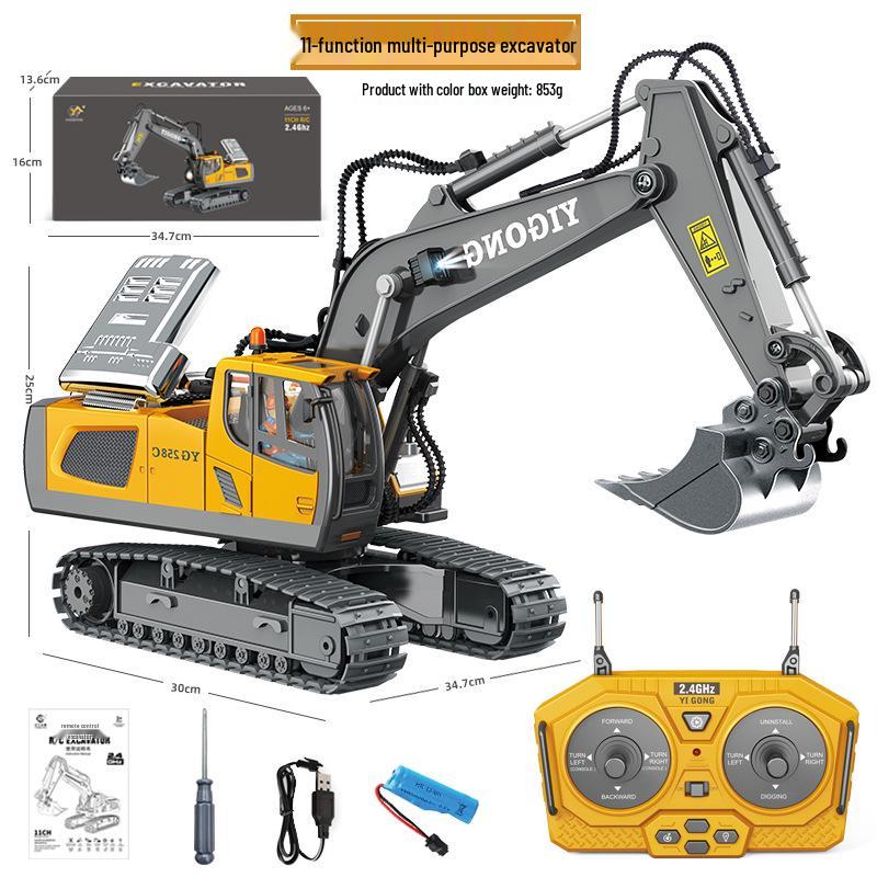 1:24 Alloy Remote Control Excavator & Bulldozer Toy Truck for Kids