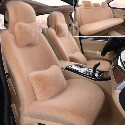 Araba koltuğu kılıfı seti kürk ön koltuk minderi suni kürk yün araba koltuğu kılıfı kış sıcak peluş yumuşak koyun postu evrensel