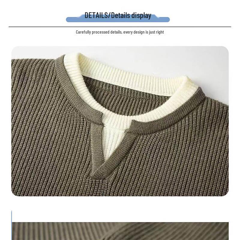 SNOOPY Men's Mock Two-Piece Round Neck Sweater