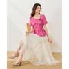 IEF Elegant French Style Waist-Cinching Dress Top