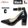 Fashion Aphixta Super Big Size 51 52 53 Patent Leather 7cm Chunky Heels Official Pumps 2cm Belt Buckle Pointed Toe Women Black Shoes