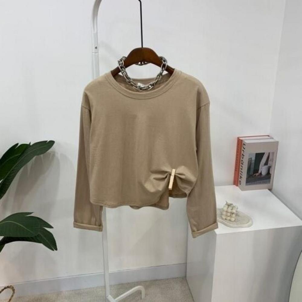 C S In The Room 1 + 1 Yoma Round Hem Crop Long Sleeve T ShirT 5 ColorS