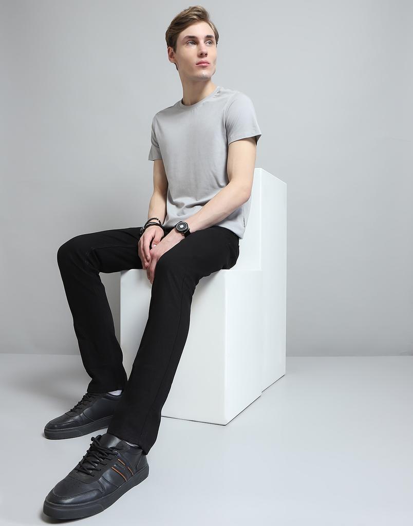 MONTE CARLO Herren Einfarbig Schwarz Mittelhoch Regular Fit Jeans