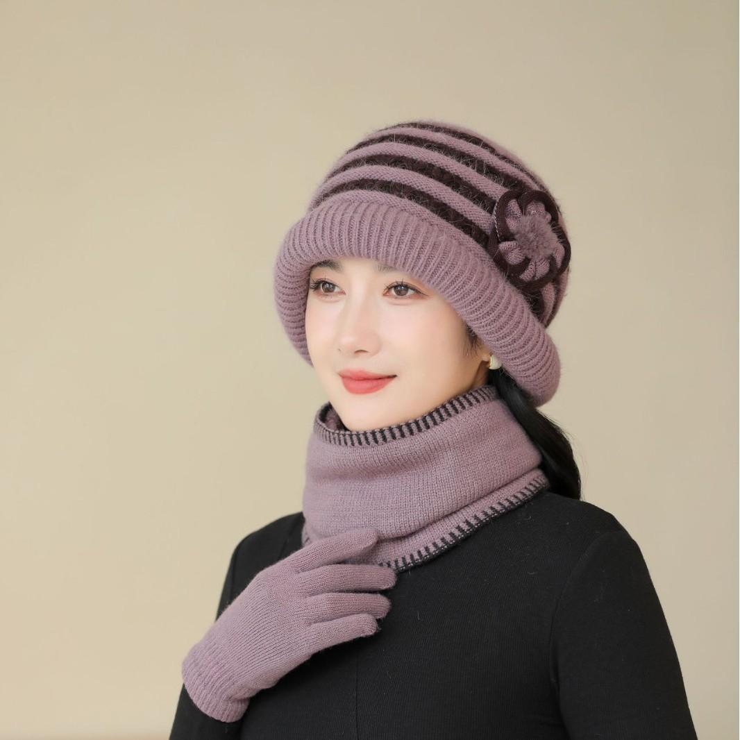 

Mom Hat Girl Winter People Autumn and Winter Old Man Grandma Fashionable Old Lady Warm Knitted Wool Hat One size