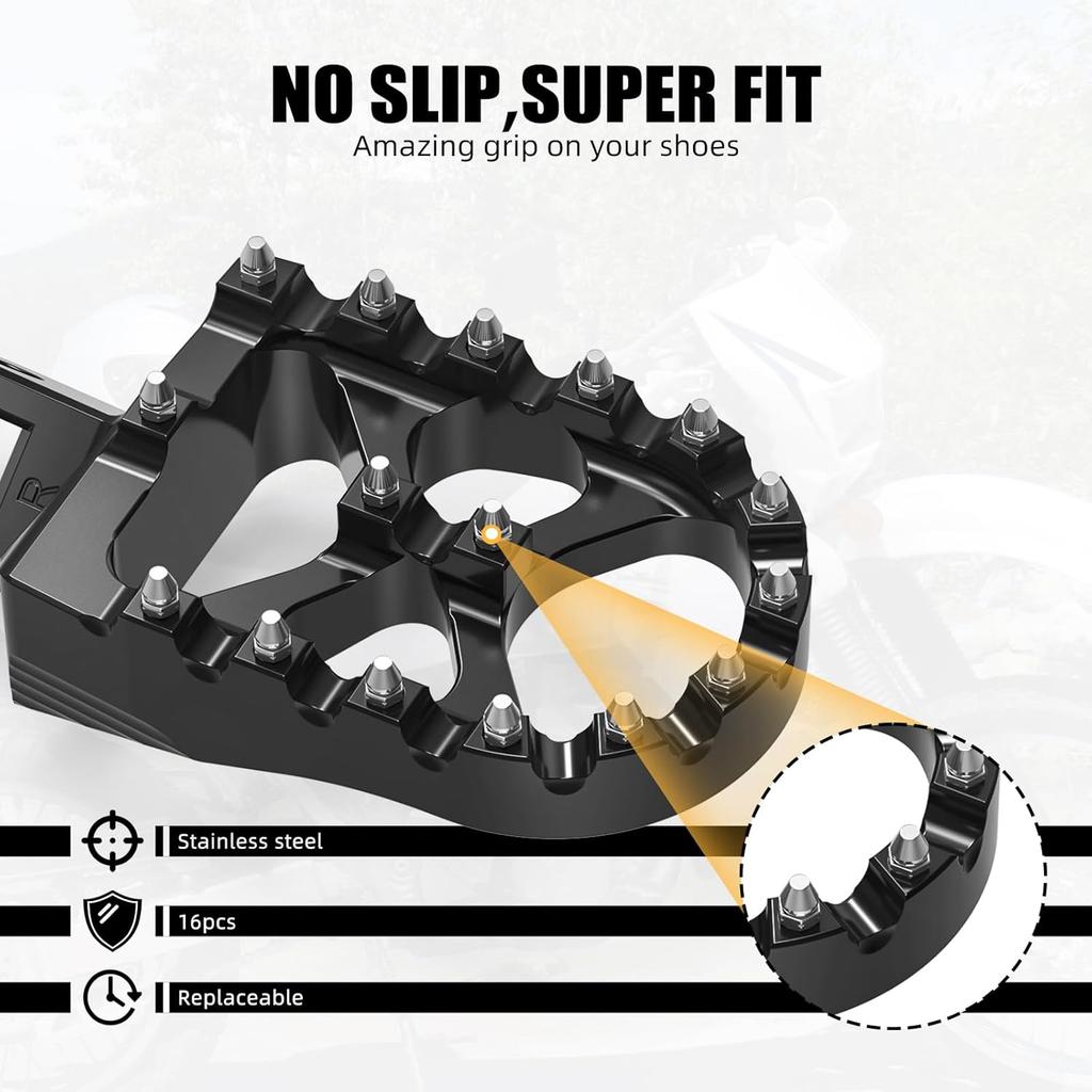 NICECNC Black 57mm Wide Foot Pegs Pedals Rests Dirt Bike Compatible with Suzuki DRZ400S/DRZSM 2000 2001 20002 2003 2004 2005-2020 2021 2022 2023