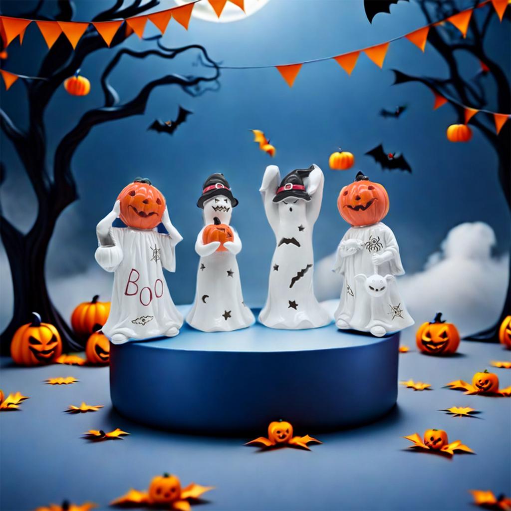 Halloween Kostra Bílý Duch Kreativní Ozdoba Pryskyřičné Řemesla