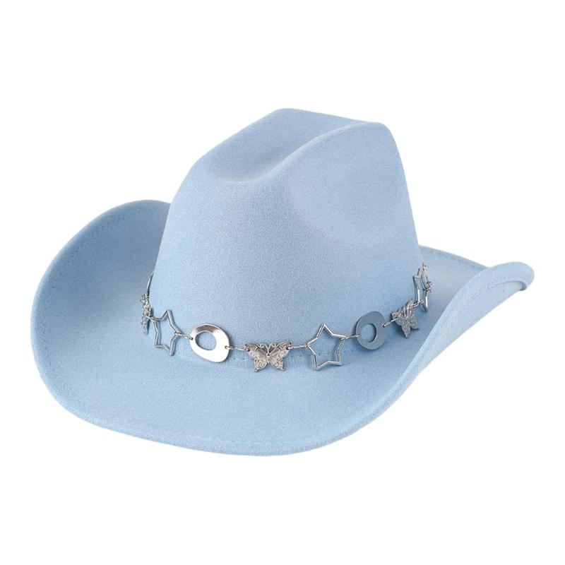 Fashion Star Butterfly Chain Cowboy Cap For Women Men Western Hat Fashion Accessory for Music Festival Theme Party