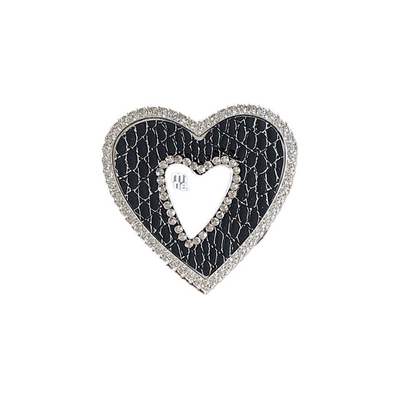Solid Leather Heart-Shaped MagSafe Phone Holder with Mirror