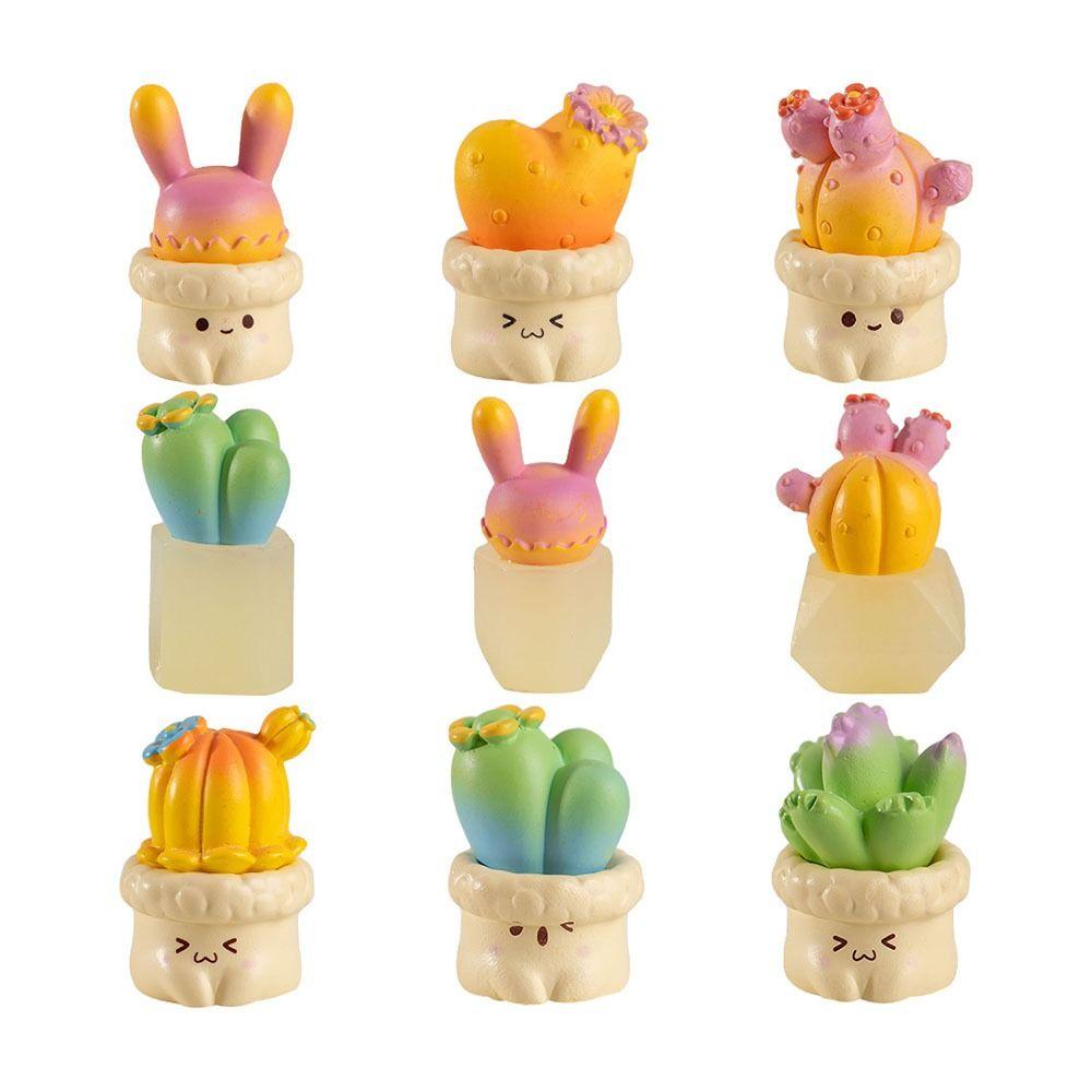 Multicolor Miniature Cactus Bonsai Resin Simulation Succulents Potted  Party Festival