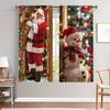 Set Of 2 Christmas Santa Claus Snowman Printed Curtains Pole Bag Home Decoration Room Made Polyester
